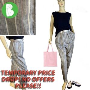 VINTAGE ESSENTIALS BY PALMETTO GRAY & MULTI-COLOR STRIPED TROUSERS W/BELT (M)